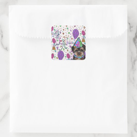 Yorkie Poo Quadratischer Aufkleber (Tasche)