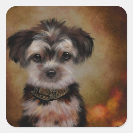 Yorkie Poo Quadratischer Aufkleber (Vorderseite)