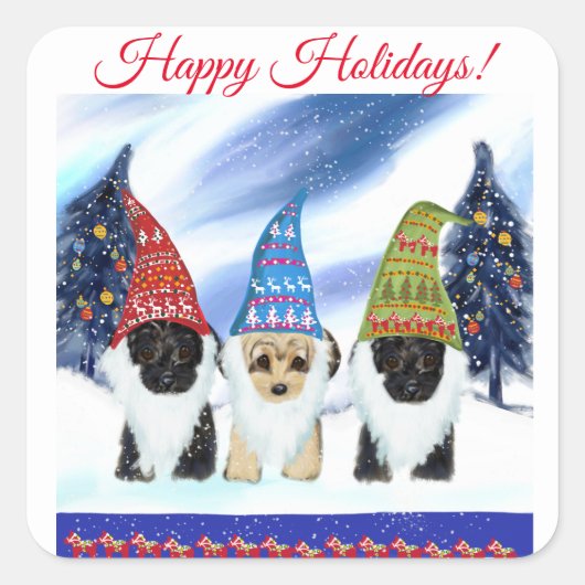 YORKIE POO QUADRATISCHER AUFKLEBER (Vorderseite)