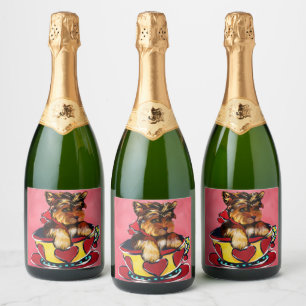 Yorkie Poo Schaumweinetikett