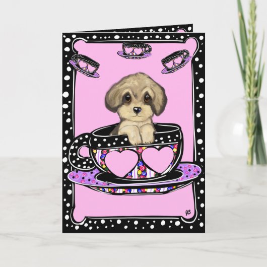 Yorkie Poo Tee Cup Karte (Vorderseite)