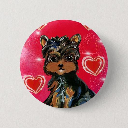 Yorkie Poo Valentine Button (Vorderseite)