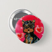 Yorkie Poo Valentine Button (Vorne & Hinten)