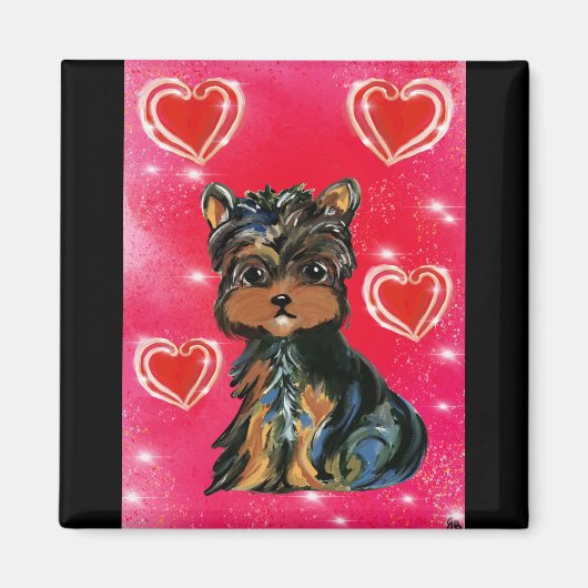 Yorkie Poo Valentine Magnet (Vorne)