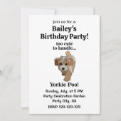 Yorkie Poo Yorkipoo Niedlich Dog Birthday Party Einladung (Vorderseite)
