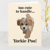 Yorkie Poo Yorkipoo Niedlich Dog Karte (Gelbe Blume)