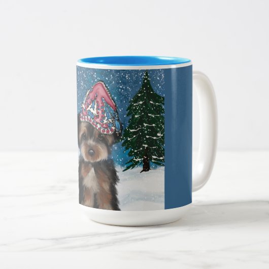 YORKIE POO ZWEIFARBIGE TASSE (VorderseiteRechts)