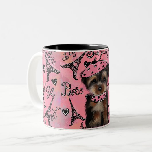 YORKIE POO ZWEIFARBIGE TASSE (Vorderseite Links)