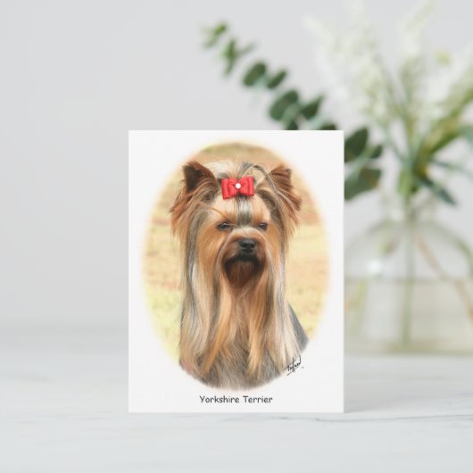 Yorkie Postkarte (Stehend Vorderseite)