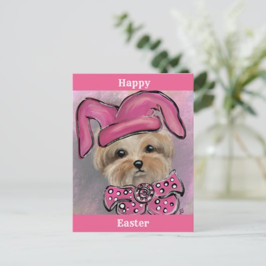 Yorkie Postkarte (Stehend Vorderseite)