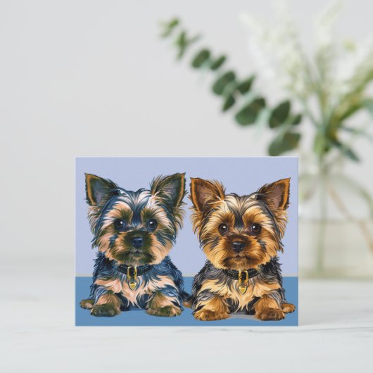 Yorkie Postkarte (Stehend Vorderseite)