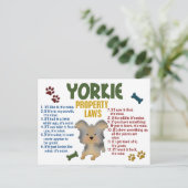 Yorkie Property Laws 4 Postkarte (Stehend Vorderseite)