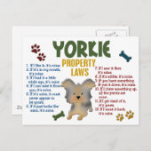 Yorkie Property Laws 4 Postkarte (Vorne/Hinten)