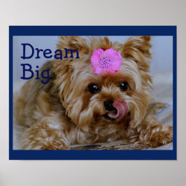 Yorkie Pup mit rosa Blume im Haar Poster