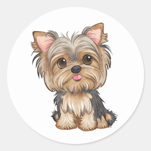 Yorkie Puppy Do Watercolor Yorkshire Terrier Runder Aufkleber
