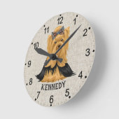 Yorkie Puppy | Dog Yorkshire Terrier Personalisier Runde Wanduhr (Winkel)