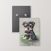 Yorkie, Puppy, Haustier Button (Vorderseite/Rückseite)