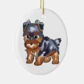 Yorkie Puppy Keramik Ornament (Rechts)