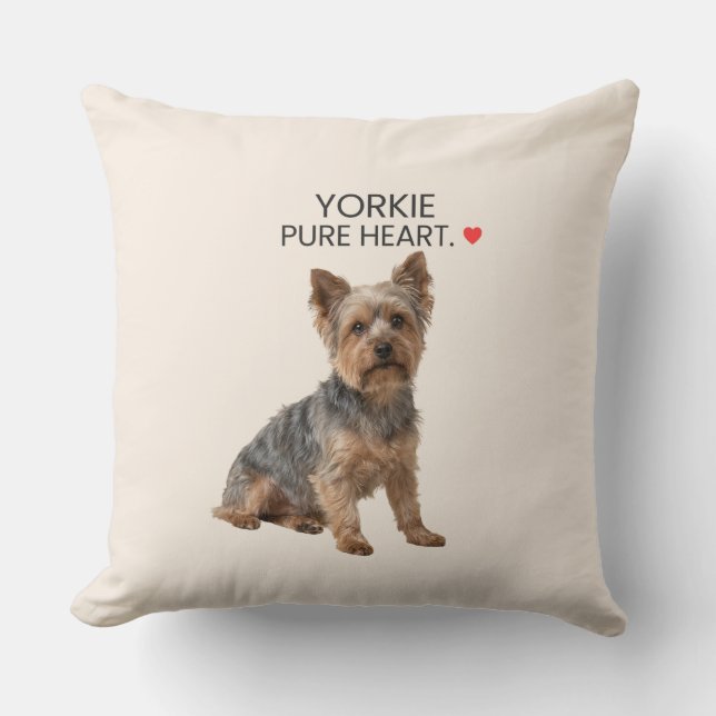Yorkie Pure Heart Throw Pillow Kissen (Vorderseite)
