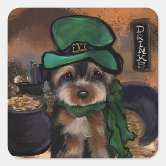 Yorkie Quadratischer Aufkleber (Vorderseite)