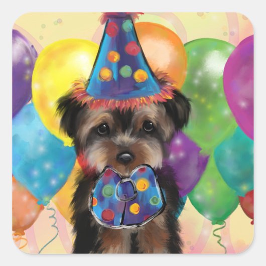 YORKIE QUADRATISCHER AUFKLEBER (Vorderseite)