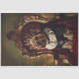 Yorkie Red Kings Chair Light Background Decoupage Seidenpapier