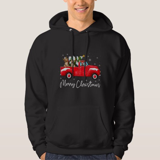 Yorkie Red Truck Weihnachts-Weihnachtsmannmütze Do Hoodie (Vorderseite)