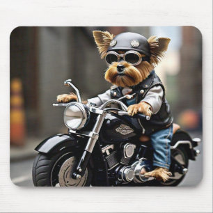 Yorkie Riding Motorrad Mouse Pad Mousepad