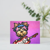 Yorkie Rocker Postkarte (Stehend Vorderseite)