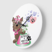 Yorkie Round (Large) Clock Große Wanduhr (Winkel)
