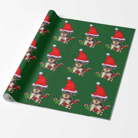 Yorkie Santa Christmas Geschenkpapier (Ungerollt)