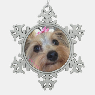 Yorkie Schneeflocke-Weihnachtsverzierung Schneeflocken Zinn-Ornament