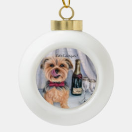 Yorkie-Schneeflocken-Ornament mit Rahmen Keramik Kugel-Ornament