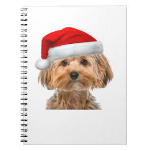 Yorkie Shirt Niedlicher Hund Weihnachtsmannmütze B Notizblock