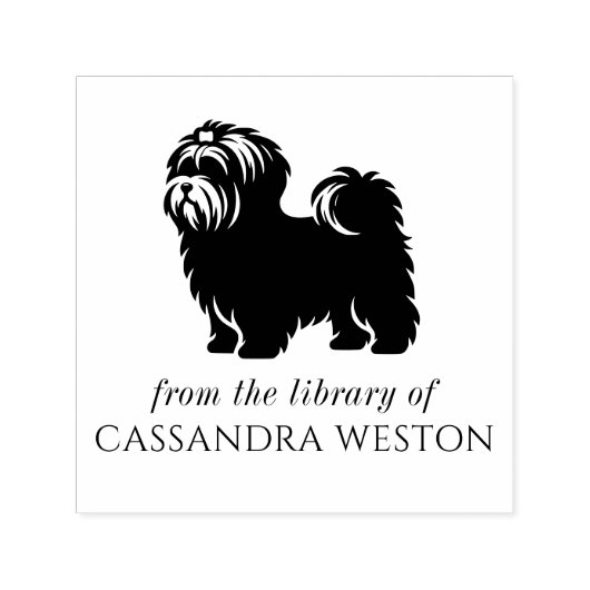 Yorkie Silhouette Minimalistisch #4 Bibliotheksnam Permastempel (Design)