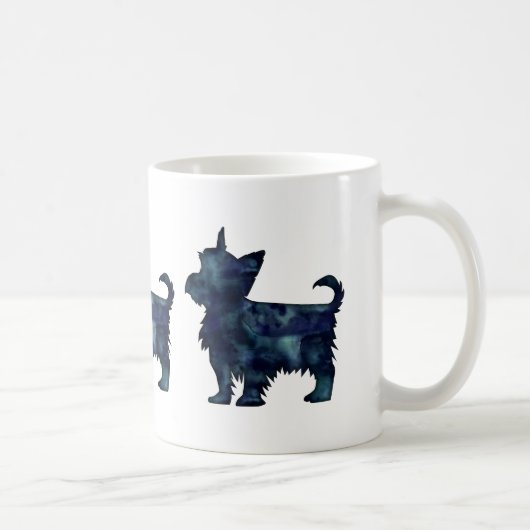Yorkie Terrier Black Watercolor Silhouette Kaffeetasse (Rechts)