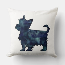 Yorkie Terrier Black Watercolor Silhouette Kissen
