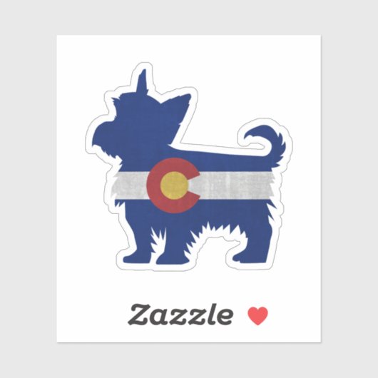 Yorkie Terrier Dog Breed Colorado Flag Silhouette Aufkleber (Blatt)