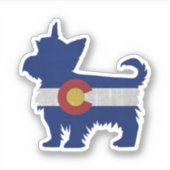 Yorkie Terrier Dog Breed Colorado Flag Silhouette Aufkleber (Vorderseite)