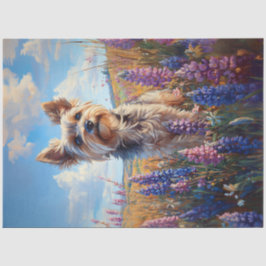 Yorkie Terrier Lila Lupine Blume Decoupage Seidenpapier