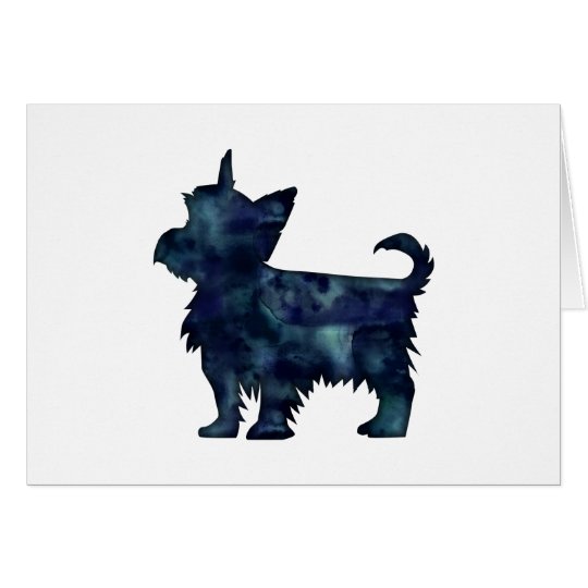 Yorkie Terrier-Schwarzeswatercolor-Silhouette Karte