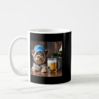 Yorkie trinkt Bier Lustiges Hunde-Meme Liebe Famil Kaffeetasse