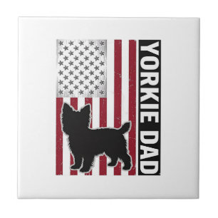 Yorkie-Vater-patriotisches-vintage-graviertes-Hund Fliese