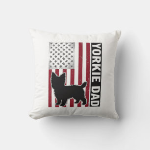 Yorkie-Vater-patriotisches-vintage-graviertes-Hund Kissen