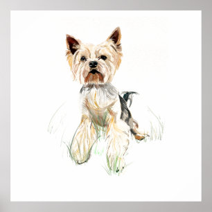 Yorkie-Wandkunstposter, Aquarellmalerei Poster
