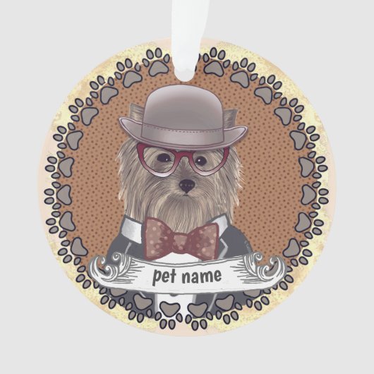 Yorkie Wearing Glasses Ornament (Vorderseite)