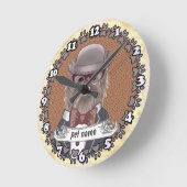 Yorkie Wearing Glasses Runde Wanduhr (Winkel)