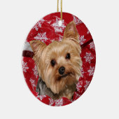 Yorkie Weihnachten Keramik Ornament (Rechts)