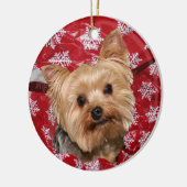 Yorkie Weihnachten Keramik Ornament (Links)
