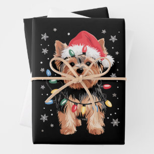 Yorkie Weihnachtshund Lang Xmas Geschenk Geschenkpapier Set